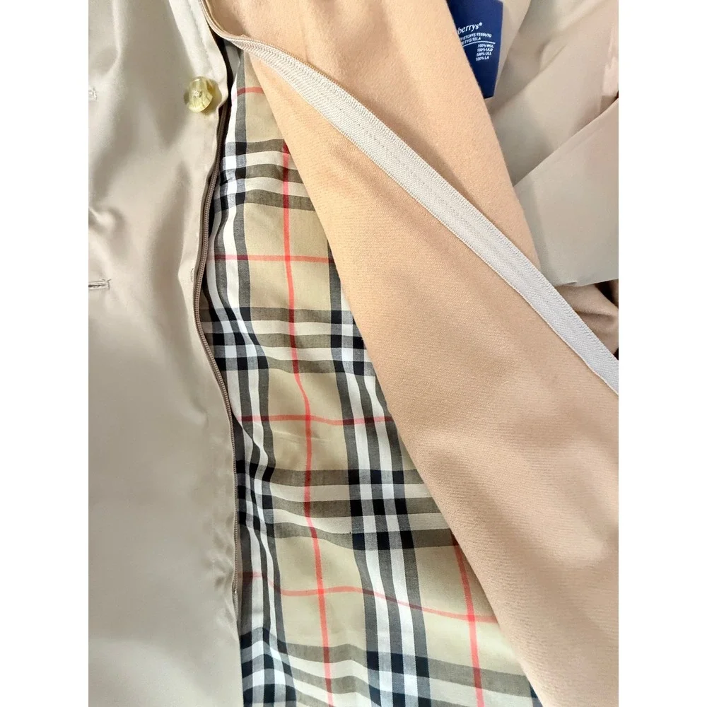 Burberrys' of London New 1996 Victoria Trench Coat Tan Belted 10 Long Warmer CBK - Picture 13 of 16